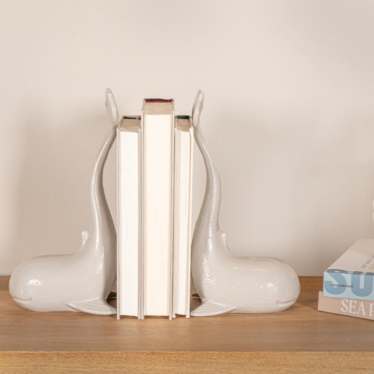 Creative Co-Op Whale-Shaped Cast Iron Bookends in Grey Finish