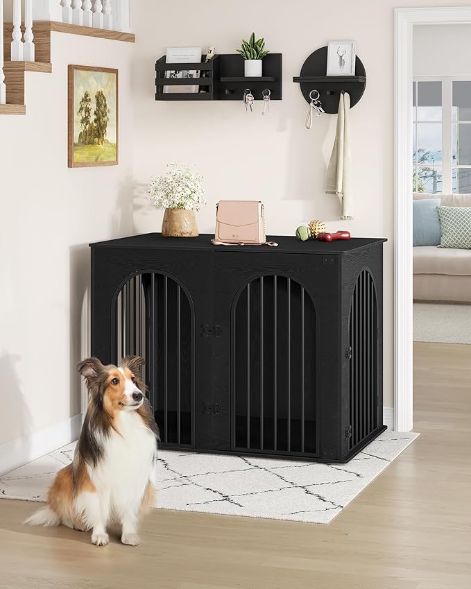 Hzuaneri 44.1" Wooden Dog Crate Furniture, Indoor Dog Kennel Dogs Cage