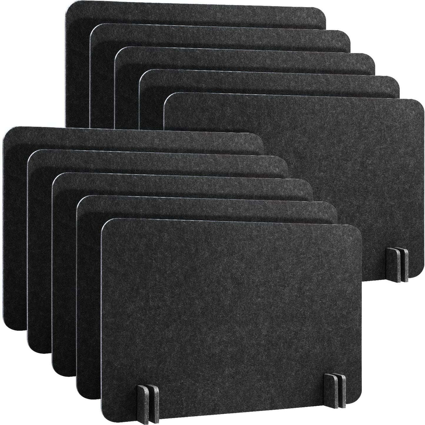 Fabbay 10 Pcs Acoustic Freestanding Desk Divider Desk Partition 16 x 24 Inch Table Freestanding Privacy Panel Visual Distraction and Noise Reducing for Office Classroom (Black Gray)