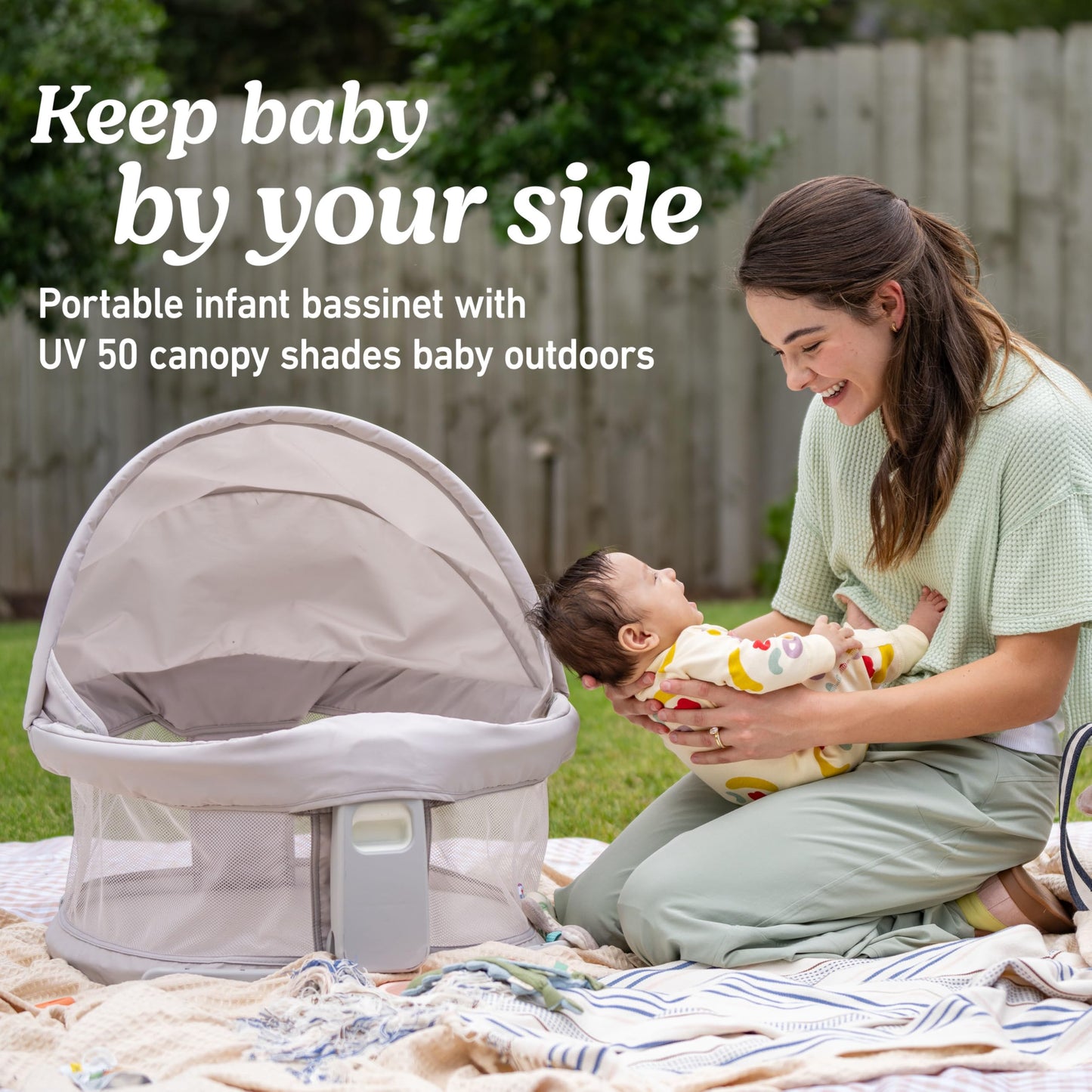 Graco Pack 'n Play Travel Dome Lux Playard, 4-in-1 Baby Playpen with Bassinet, Indoor or Outdoor Portable Playpen with UV 50 Canopy