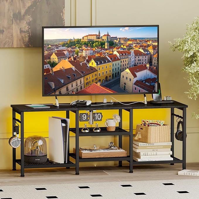 YGEOMER Black Entertainment Stand