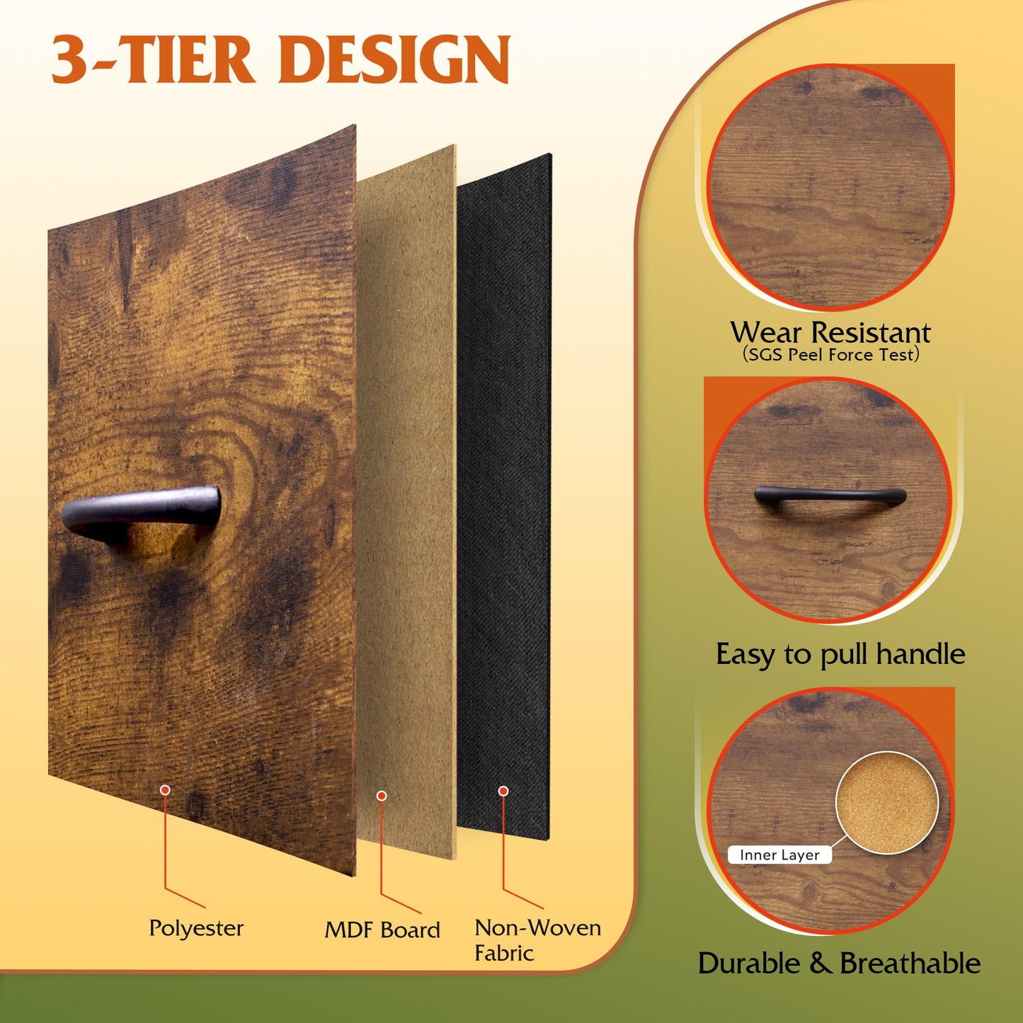 WLIVE Dresser TV Stand for 45, 50, 55 inch TV, Entertainment Center with LED Lights & Charging Station, Chest of Drawers with 8 Fabric Drawers and Open Shelves for Living Room, Hallway, Rustic Brown