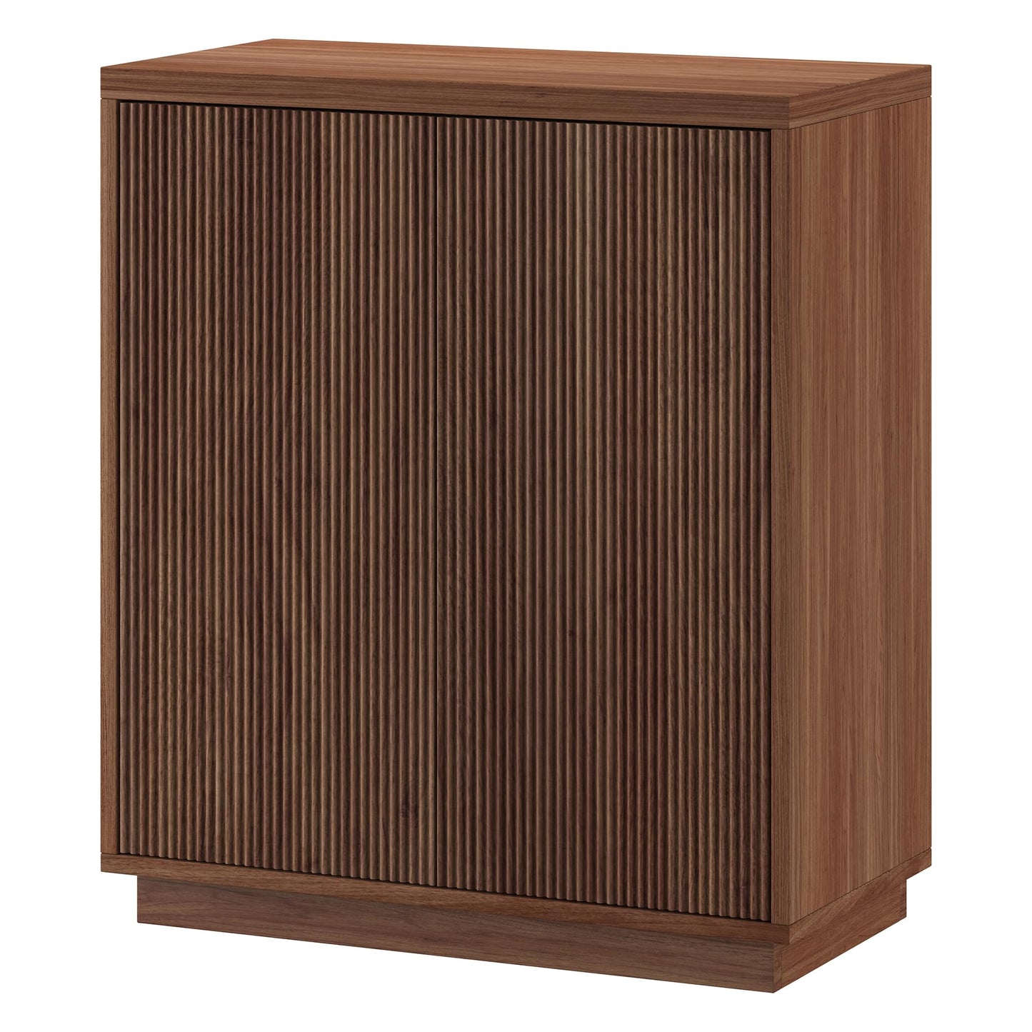 Henn&Hart 28" Fluted Wooden Accent Cabinet, Ribbed Modern Sideboard Buffet Cabinet with 2 Doors and an Adjustable Shelf for Living Room, Dining Room, Bedroom or Entryway, Medium Walnut