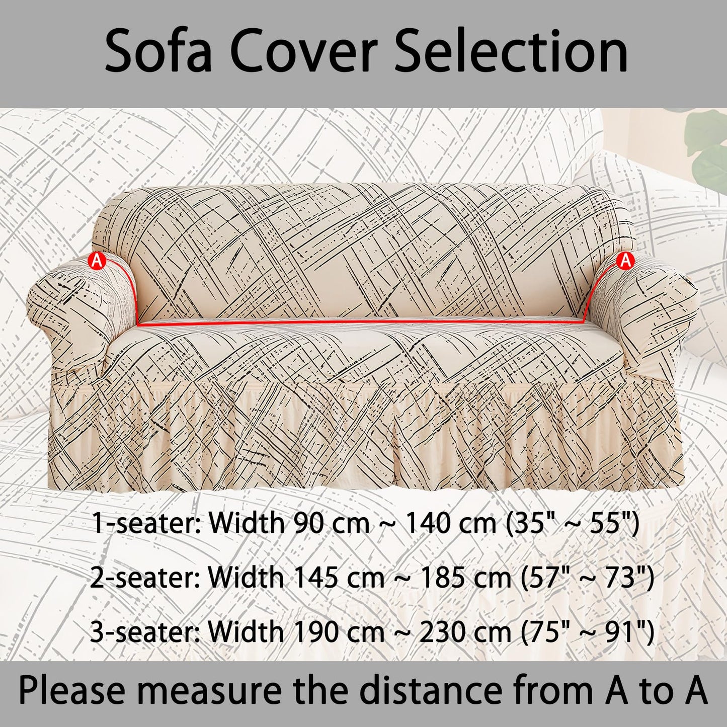 Ausing Printed Loveseat Cover Easy Fitted Non-Slip Couch Covers Washable Stretch Furniture Protector Modern Fashion Sofa Slipcover Beige Line(57”-73”)