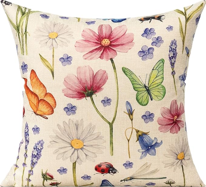 All Smiles 16 x 16 Throw Pillow Covers Outdoor Spring Summer Garden Flowers