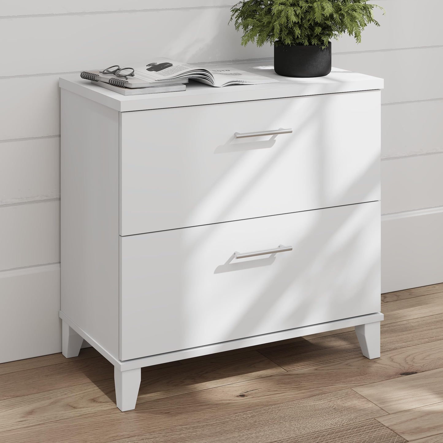 Bush Home 2 Drawer Lateral File Cabinet, Letter and Legal-Size Document Storage for Home or Professional Office, Somerset Collection, White