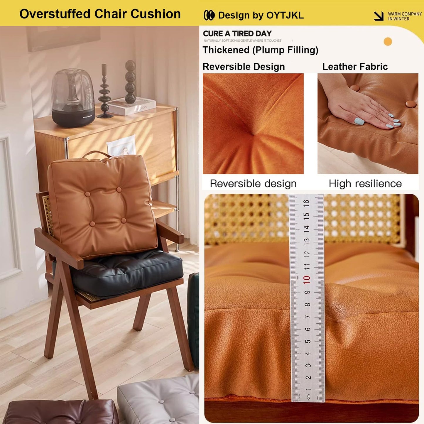 Dual Sided Bench Cushion - Waterproof Faux Leather & Plush Velvet Reversible Seat Pad (16"/18"), Non-Slip Chair Cushion with Handle (6 Colors) (Dark Green, 18x18x3 Inch (Pack of 1))