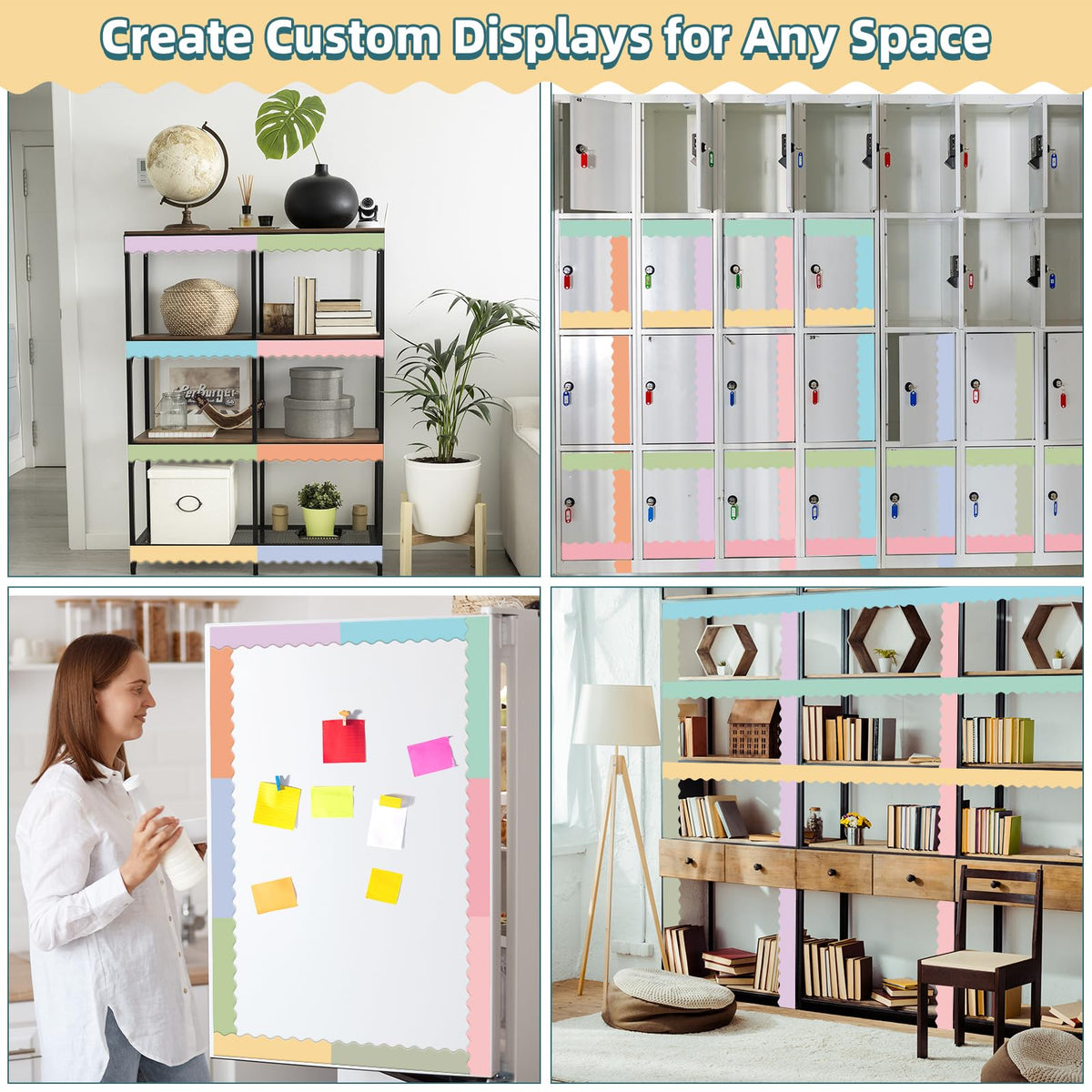 30 Pcs Magnetic Borders for Classroom Whiteboard - Pastel Magnetic Bulletin Board Border Set - Light Scalloped Chalkboard Border Strips for Teachers, Parents, DIY Home,School & Office Decoration