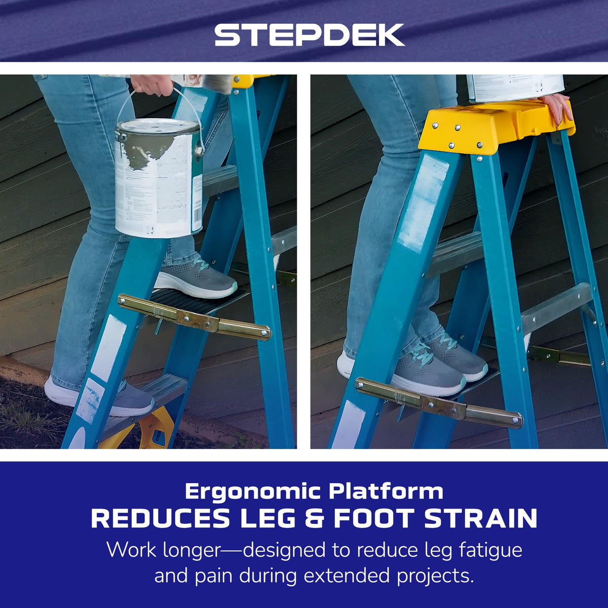 StepDek Aluminum Step Ladder Platform Attachment - Anti-Slip Ladder Work Platform Accessories for Stabilizer - Compact, Lightweight, Rubberized Non-Slip Grip Pad for Painters, Electricians & DIY