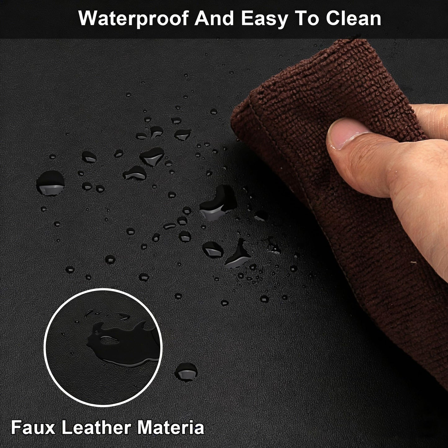 Zinkooat Faux Leather Table Cover,1.8mm Thick,24x48 Inch Desk Cover,Large Desk Mat,Table Protector,Table Cover Protector,Table Protectors for Rectangle Tables(Black+Black,24x48)