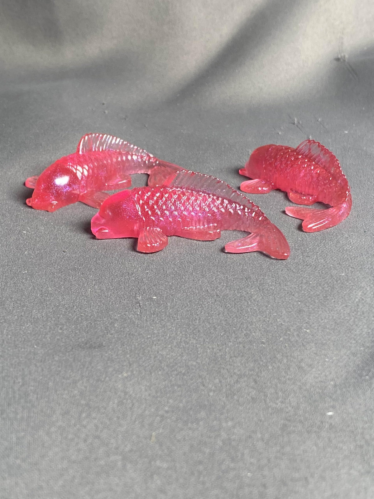 Universal Eminence Oceanic Elegance: Handcrafted Resin Koi Fish Sculptures - 3 Pack (Ruby Red)