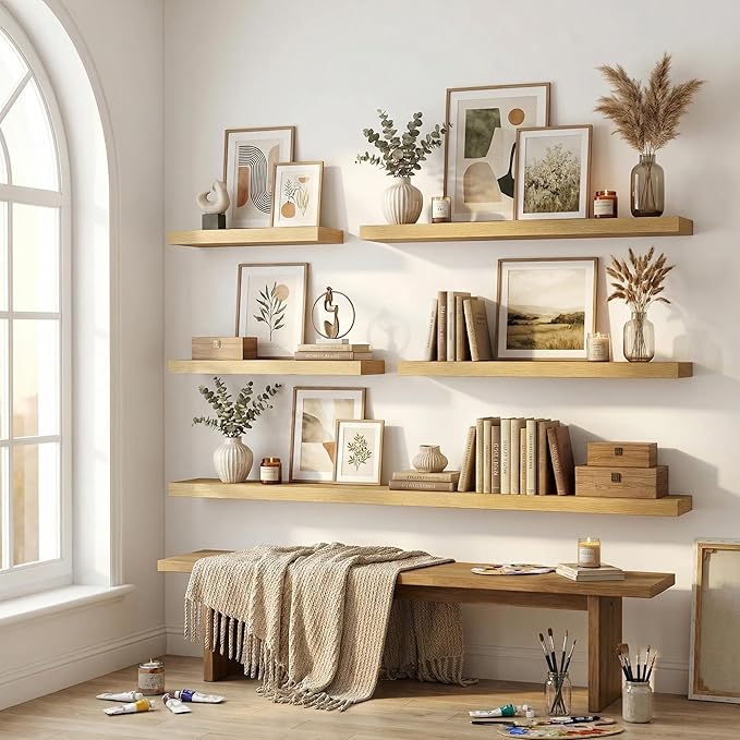 12 inch Deep Floating Shelves for Wall, 24 inch Wide Engineered Wood Wall