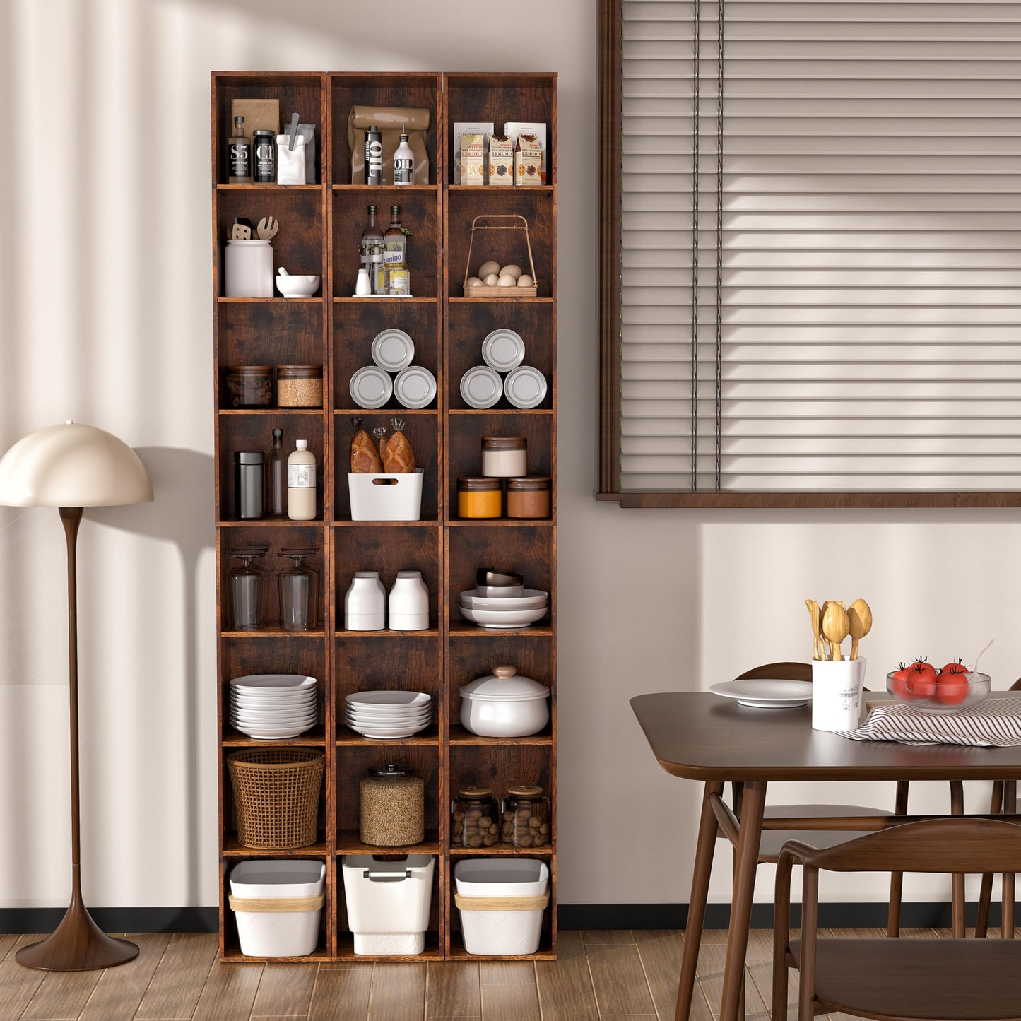 NewBeth 8-Cube Storage Organizer Bookcase, White, Tall Narrow Bookshelf for Home Office (Retro Brown)