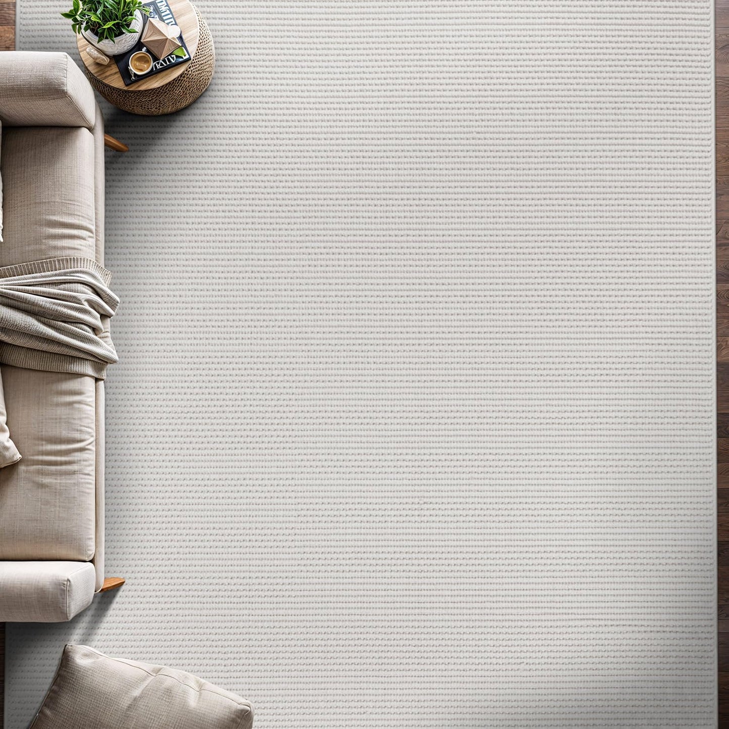 Beverly Rug Micro Loop Area Rug White 8x10 Modern Luxury Soft Trellis Geometric Durable Indoor Area Rugs for Living Dining Room Office Stain Resistant Non Shedding Casual Indoor Carpet White 8 x 10