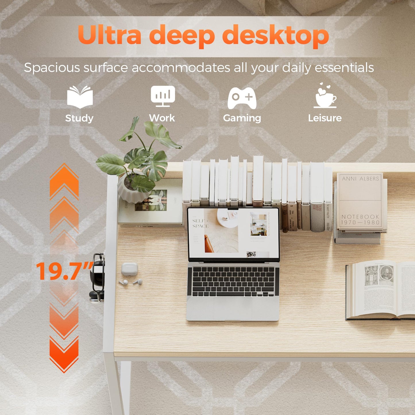 Mericonia 40 inch Rolling Computer Desk with Wheels, Gaming Desk for Small Spaces, Modern Simple Style Table for Home Office, Study Writing Table