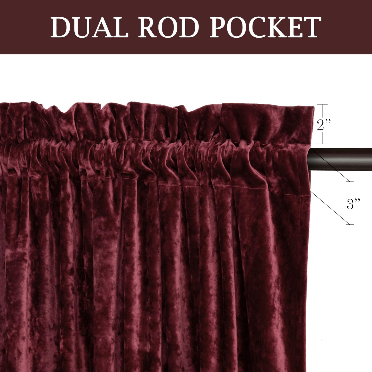 Chezmoi Collection Lux Burgundy Red Crushed Velvet Curtains 2 Panel Set - 72 inches Long Room Darkening Luxury Distressed Velvet Rod Pocket Window Drapes for Living Room Bedroom 50" W x 72" L