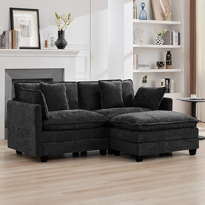 76'' Cloud Deep Seat Loveseat Sofa, Upholstered Chenille Modular 2-Seats