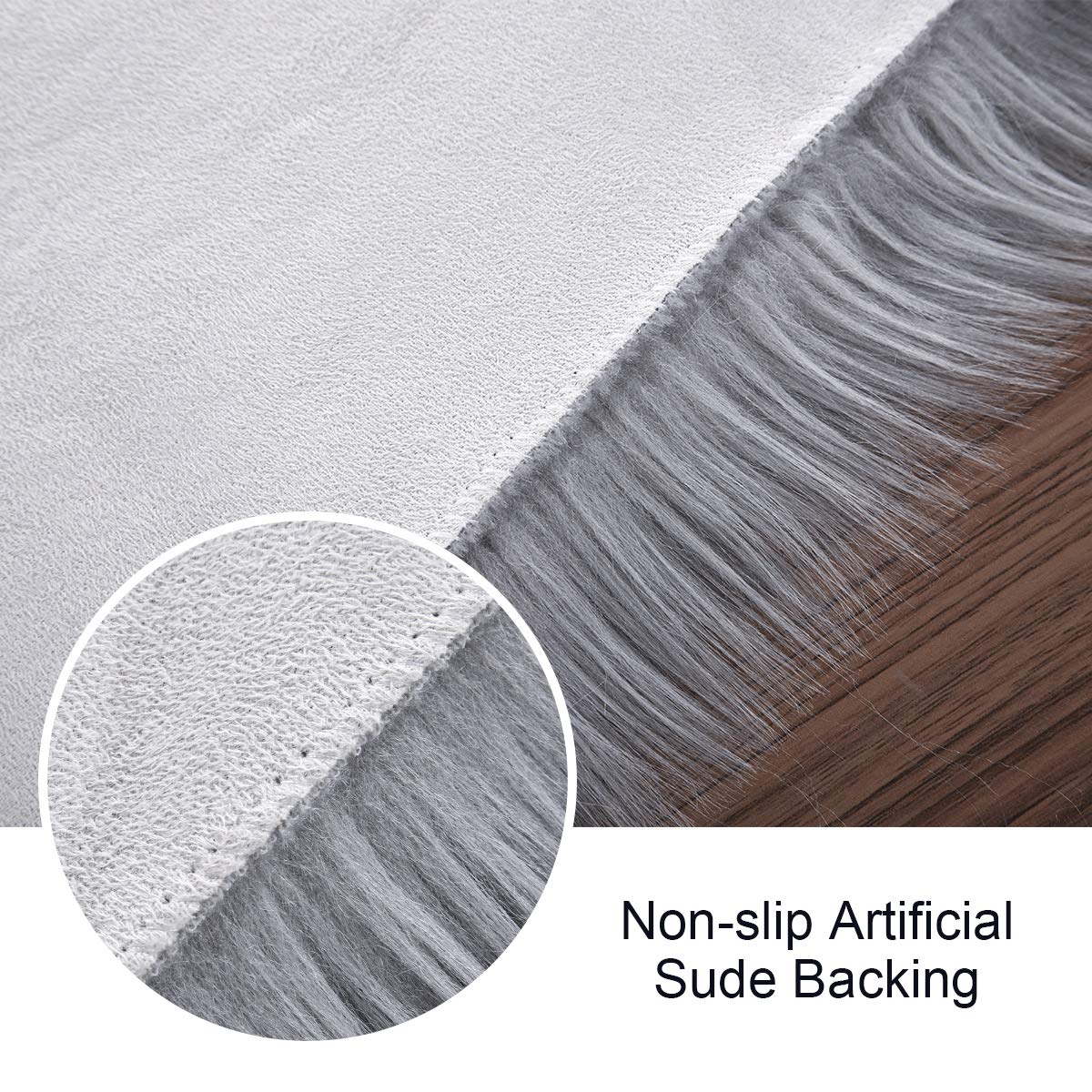 Softlife Grey Faux Fur Sheepskin Chair Cover Seat Cushion Pad Super Soft Area Rugs for Living Bedroom Sofa Dorm (1.6ft x 1.6ft)