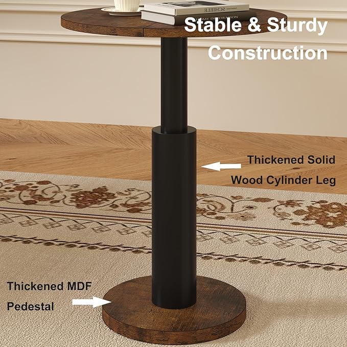 LAATOOREE Round Side Tables Set of 2, Pedestal Drink Table, Spacious Top