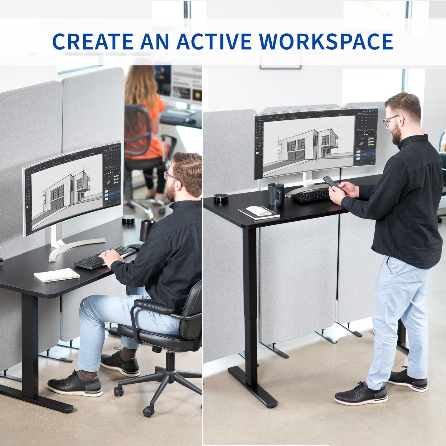 VIVO Electric 71 x 30 inch Stand Up Desk, Height Adjustable, Light Wood Top White Frame, Home and Office Furniture Sets, DESK-KIT-0W7C