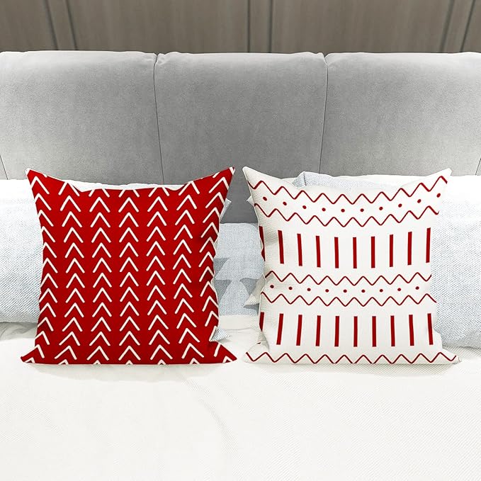 YCOLL Christmas Pillow Covers 16x16 Set of 4, Modern Sofa Throw Pillow Cover