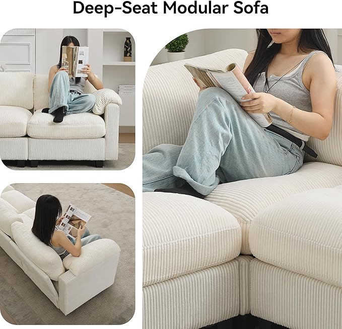 114'' Sectional 4 Seater Couch, Oversized Modular Couches