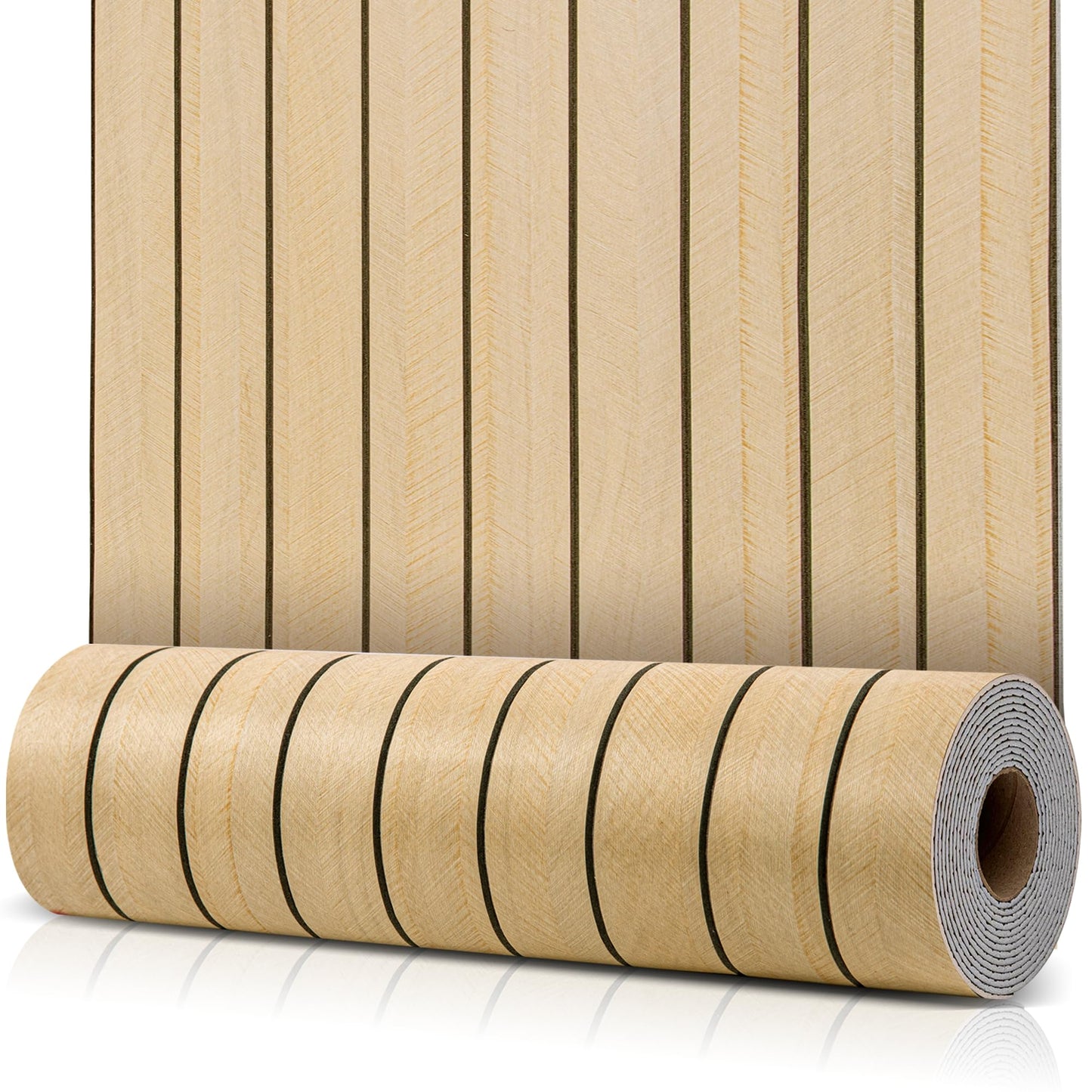meiqidi 118" x 15.7" Peel and Stick Slat Wall Panel – Self-Adhesive 3D Wood Grain Wall Panels Waterproof PVC Fluted Paneling Wood Wallpaper for Living Room Ceiling Decor