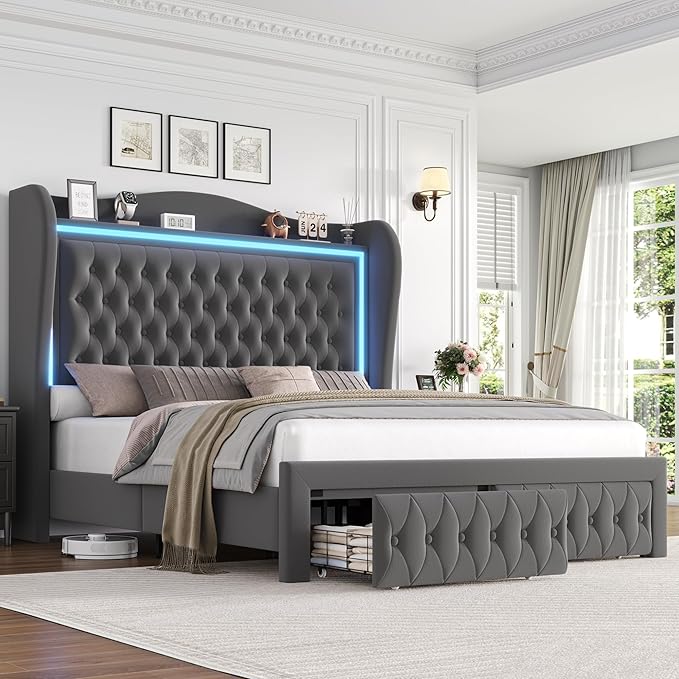 King Bed Frame 55" Tall Headboard