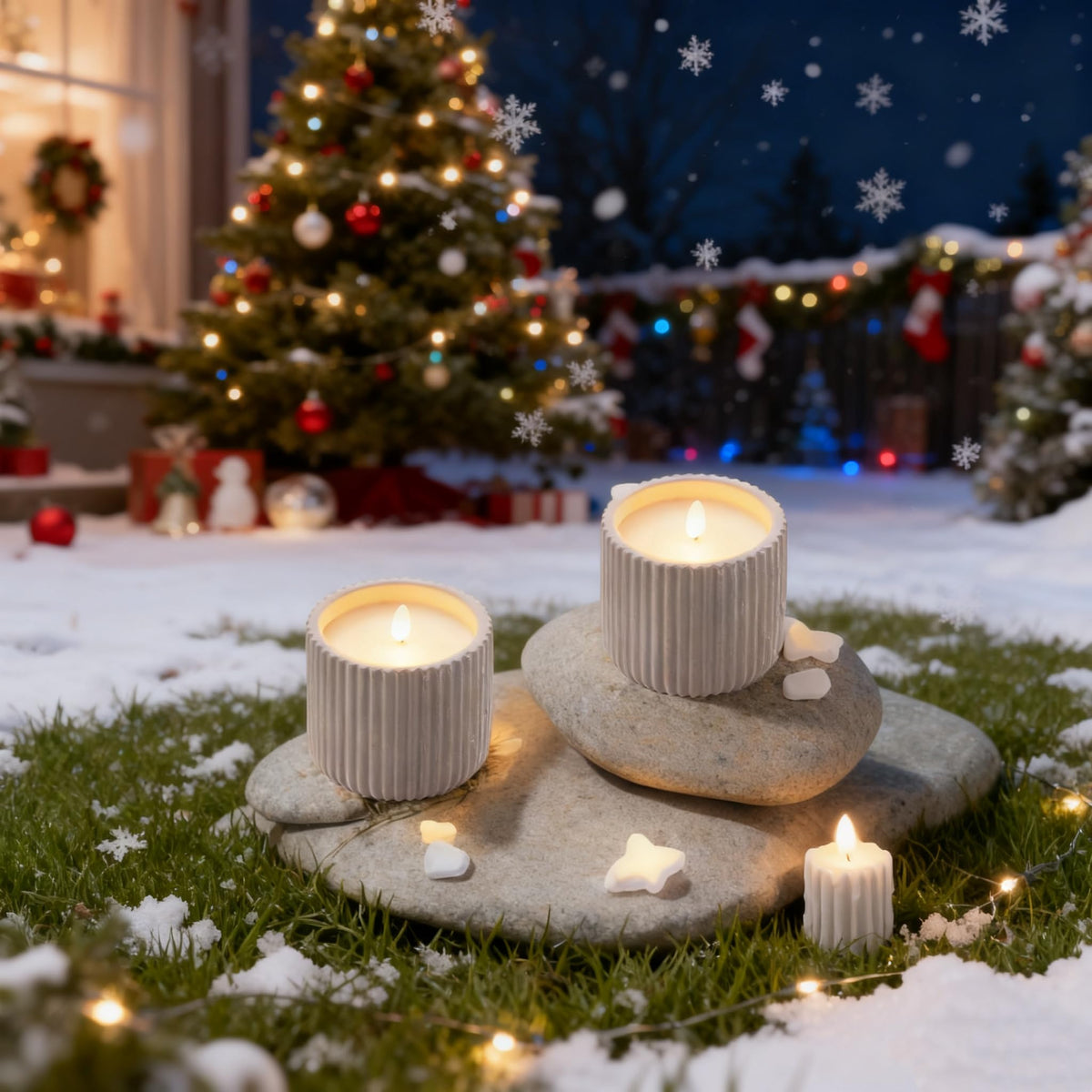 XMHBCSM Flameless Christmas Candles,2 Pack Christmas Decorations Flameless Candles Battery Operated Candles for Christmas Home Decoration