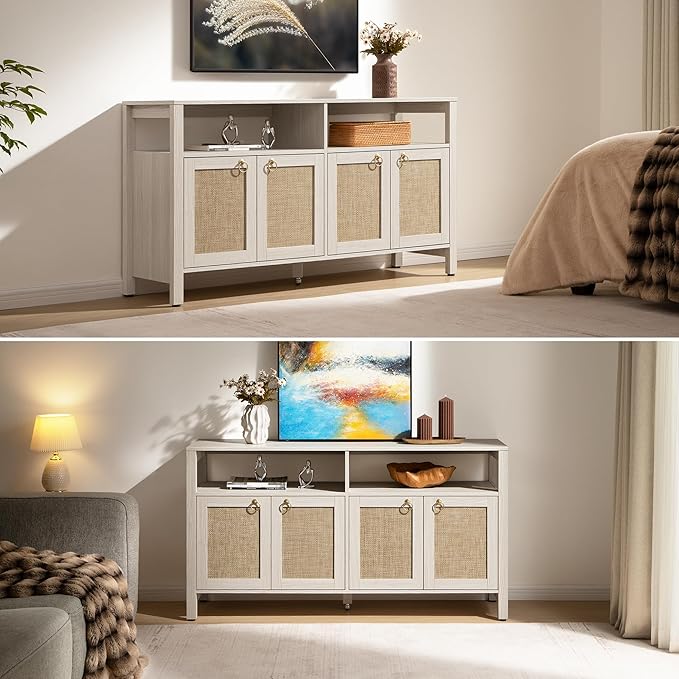 SICOTAS Rattan TV Stand for Television up to 65 Inch