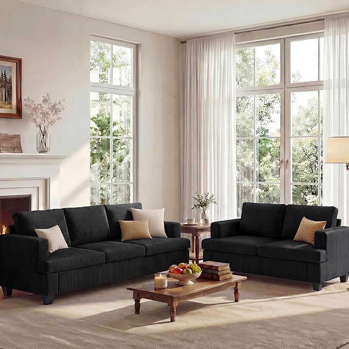 Apicizon 89" Dark Grey Couch for Living Room, Comfy Clound Couch 3 Seater Sofa