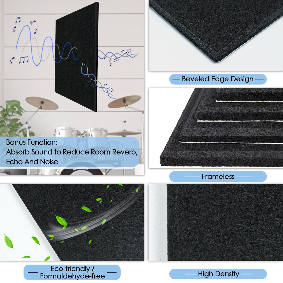BXI Magnetic Dry Erase Whiteboard & Felt Bulletin Board with Pins Combo, 8 Pcs 12 X 12 X 3/8 Inch Self-Adhesive Vision Display Tiles, Note Memo Panels for Home School Education Office Wall Decor