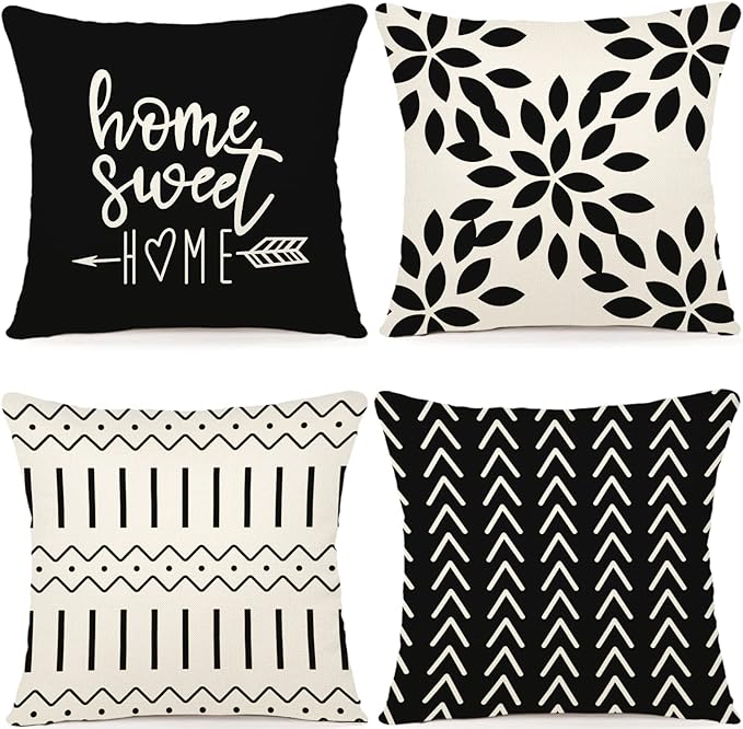 YCOLL Pillow Covers 18x18 Set of 4, Modern Sofa Throw Pillow Cover, Decorative