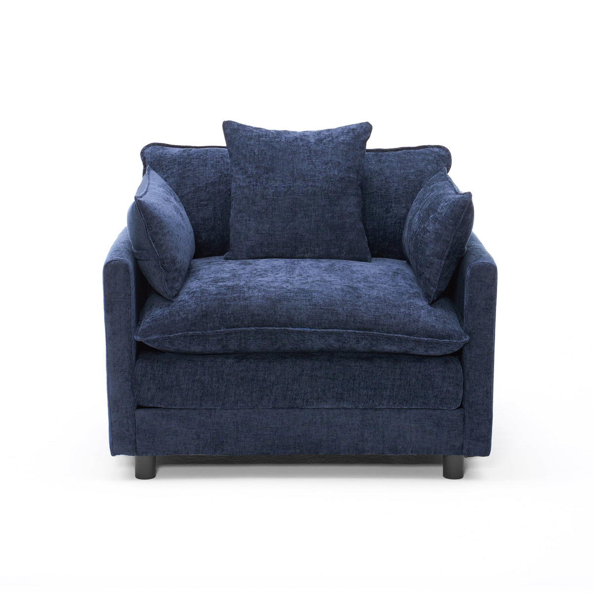 KEIKI Oversized Armchair with Ottoman, Chenille Upholstered Sofa Bed, Wide Accent Chair, Perfect for Living Room, Bedroom, Apartment, Blue