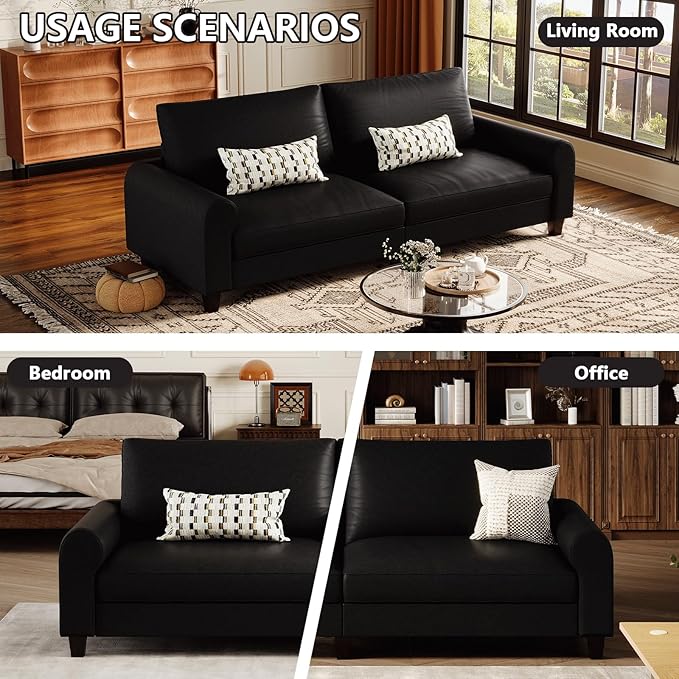 EASE MOOSE 70.6" Faux Leather Loveseat Sofa, Deep Seat Waterproof and
