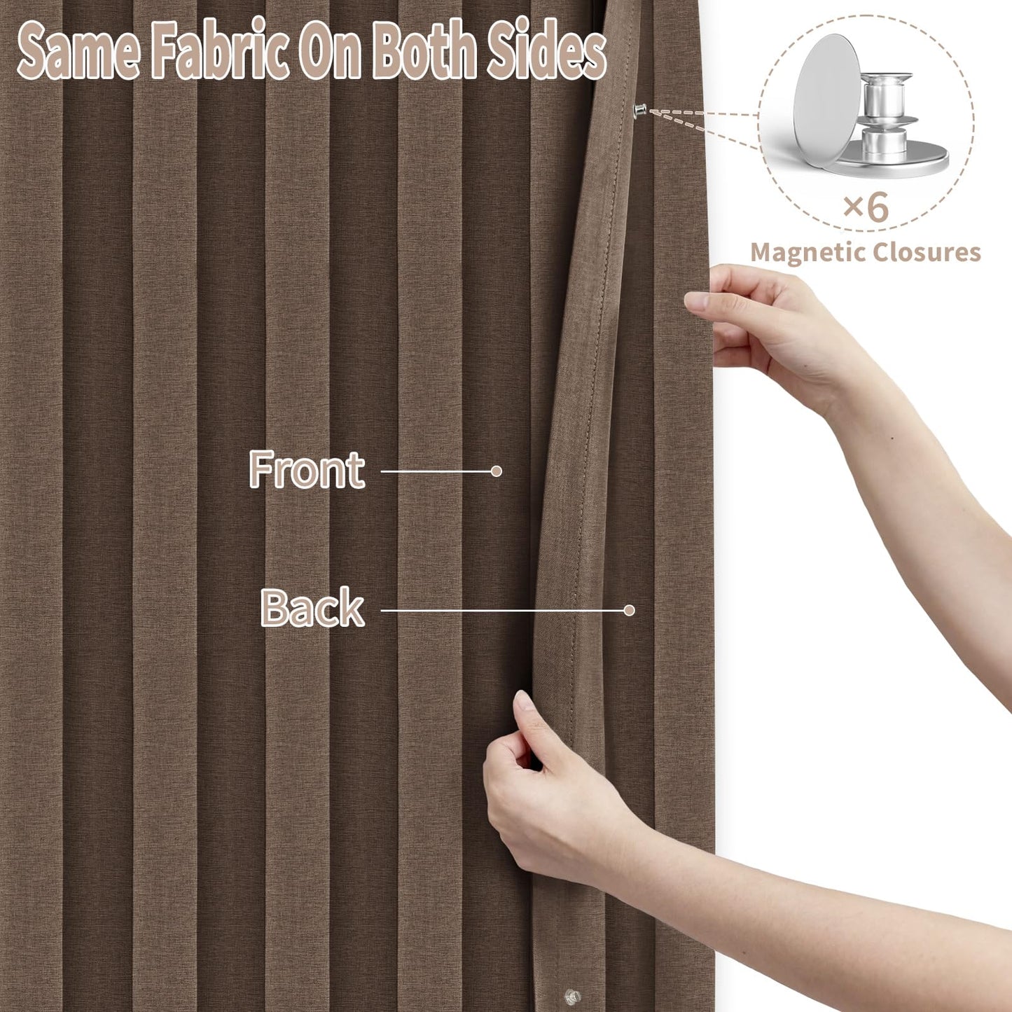 Vatge Door Curtains for Doorways - Brown Curtains for Closets Doors Privacy Room Divider for Room Separation,1 Panel with Tieback, W39 x L78, Brown