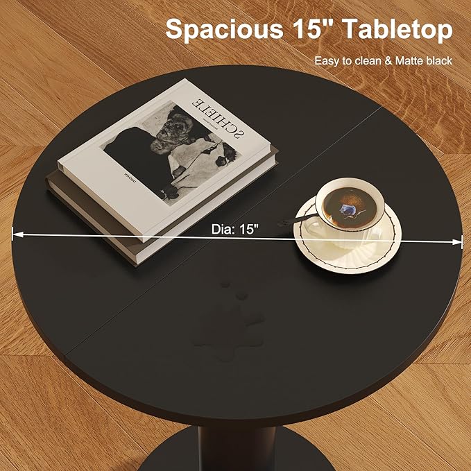 LAATOOREE Round Side Table, Accent Drink Coffee Table, Spacious Top, Thick