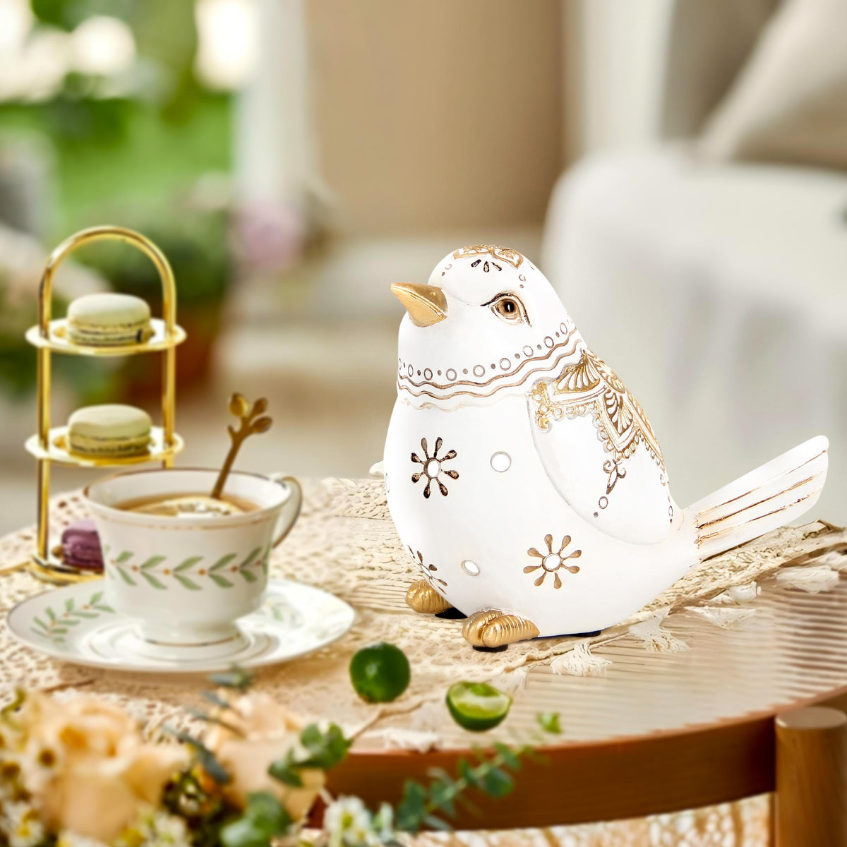 Xintim Bird Statue for Home Decor Accents Boho White Bird Figurines for Shelf Living Room Bedroom Centerpiece Table, Decorative Birds Sculpture, Animal Decor Gifts for Bird Lovers, Women