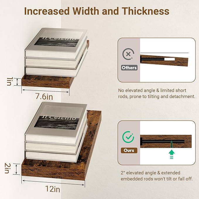 55 Inch Floating Shelves, 12 Inch Deep Floating Shelves