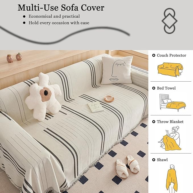 DREAMINGO Couch Cover Reversible Chenille Furniture Protector Sofa Covers