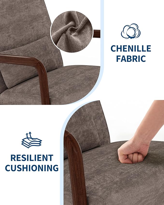 Garvee Mid-Century Chenille Accent Chair Set of 2, Cozy Reading Chair, Modern