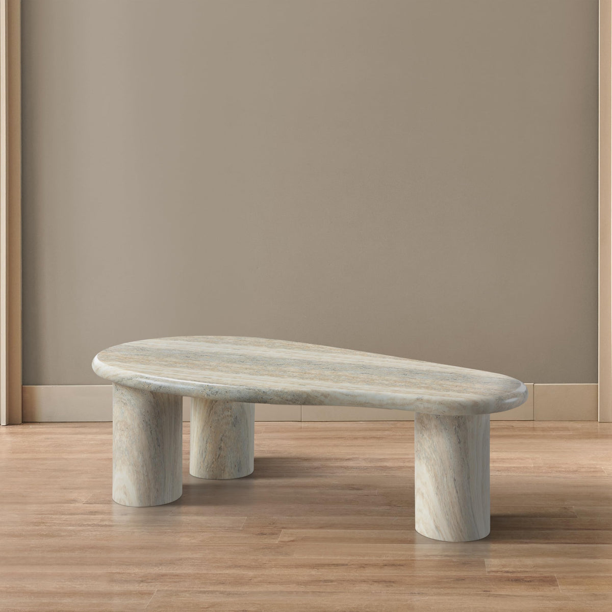 Meridian Furniture 99095Travertine-Ct Sassari Collection Art Deco Indoor/Outdoor Concrete Coffee Table in Travertine Finish, 47.5" W X 24" D X 16" H, Travertine