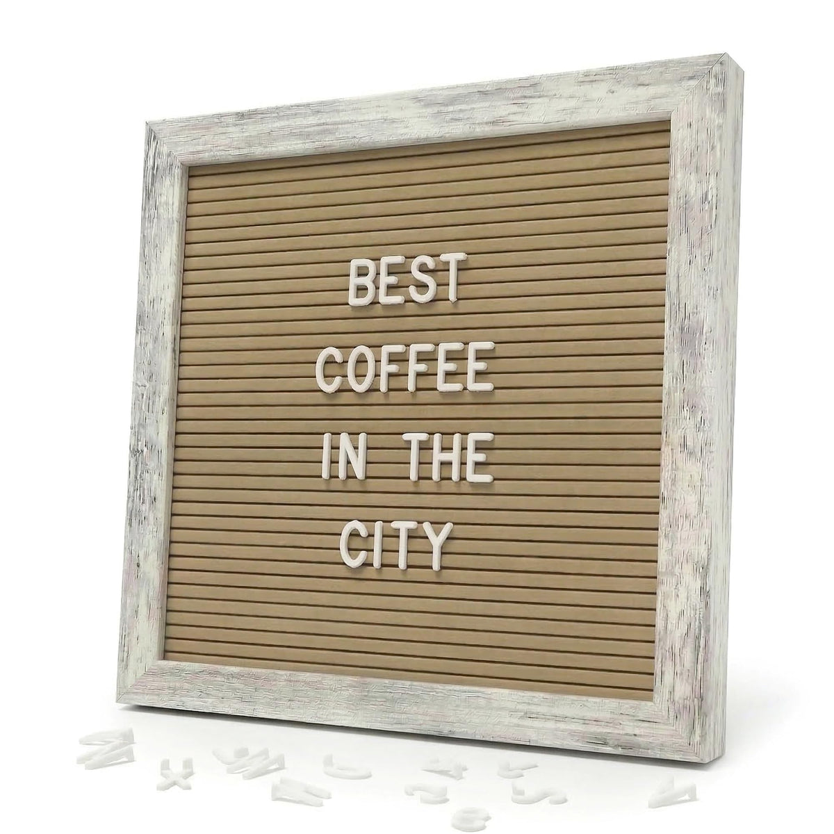 C CRYSTAL LEMON Rustic Cappuccino Felt Letter Board 10x10 Inch, 336 Letters Numbers and Symbols, Changeable Message Board with Wood Frame, Wall Mount or Stand