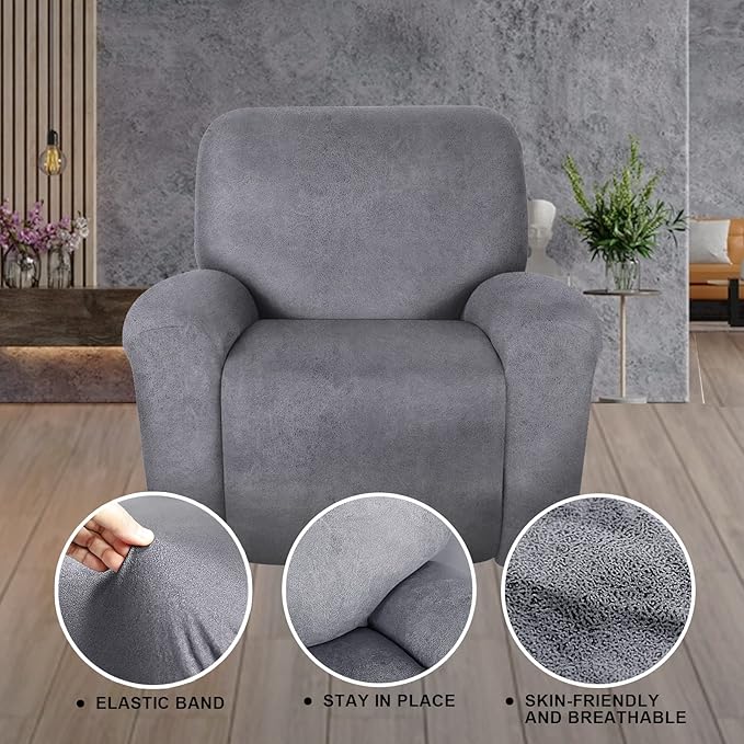 ANARACHON Leather Look Oversize Recliner Chair Covers, Thick 4 Pieces Recliner