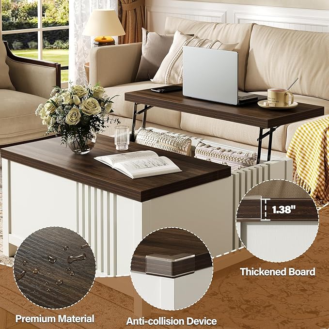 knoworld Farmhouse Lift Top Coffee Table