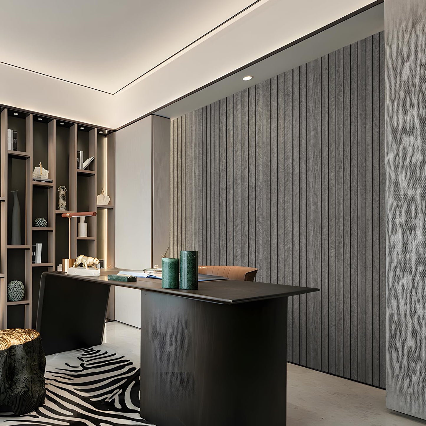 MANONIRIA Peel and Stick Slat Wall Panels 23.62" x 110.24" Self-Adhesive PVC Wood Grain Wallpaper Panel 3D Thick Faux Soundproof Backsplash Accent Wall Tile for Walls Furniture