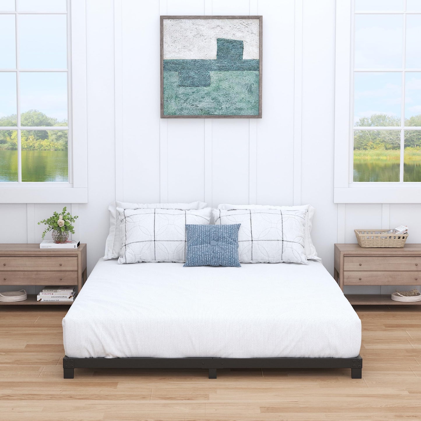 Nailsong 3 Inch Bed Frame Full Low Profile, Full Size Metal Bed Frame No Box Spring Needed, Heavy Duty Metal, Easy Assembly, Black