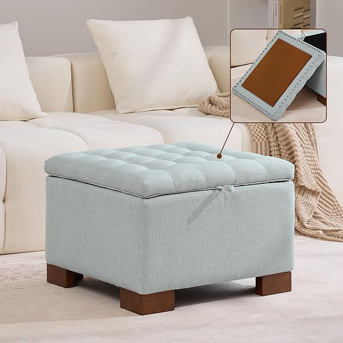 WUTUTUEE 24" Fabric Square Storage Ottoman
