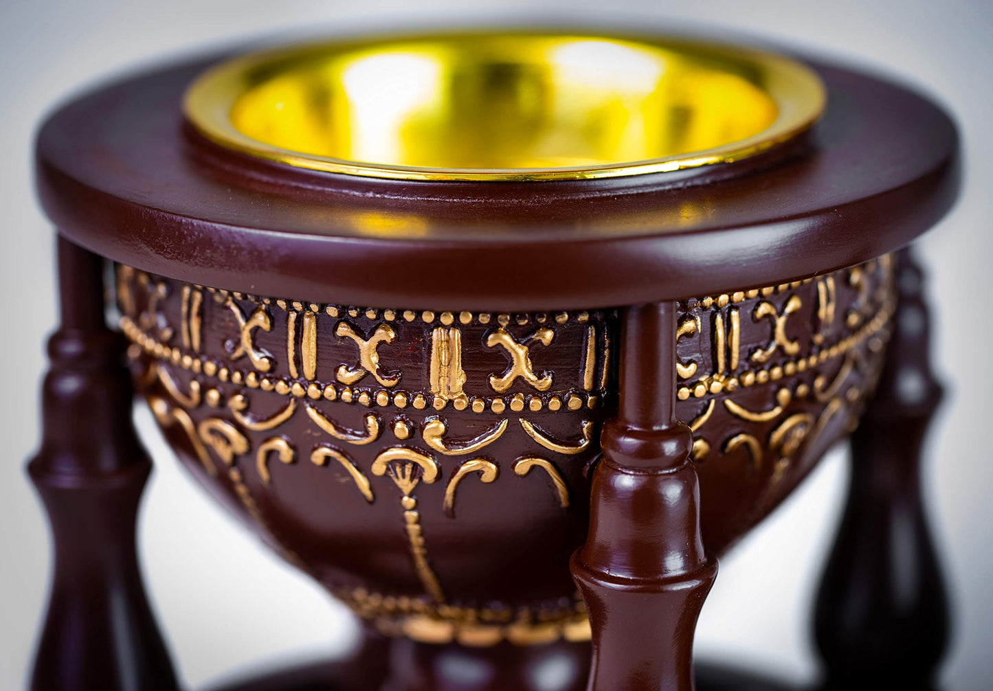 AM Charcoal Incense Burner - Bakhoor Burner, Oud Frankincense Resin Burner for Office & Home Decor, Lavish 4 Pillar Bukhoor Burners, Elegant Brown Design for Luxury Aroma Experience (Brown)