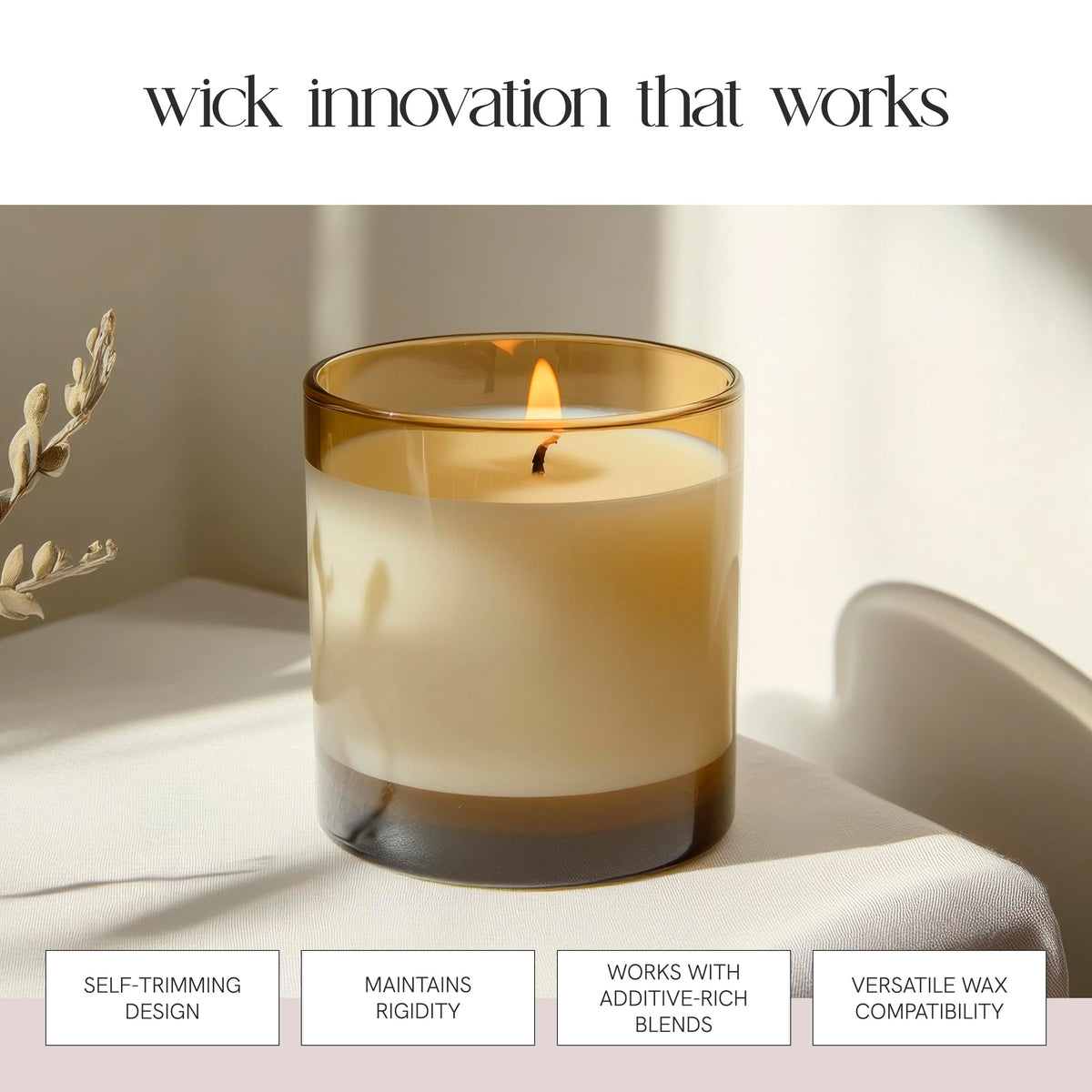 EAP Innovations HTP-93 Candle Making Wicks, Pre-Tabbed, Rigid, Self-Trimming Wicks for Candlemaking, Works with Paraffin, Gel & Vegetable Wax, 6" Length, Pack of 100